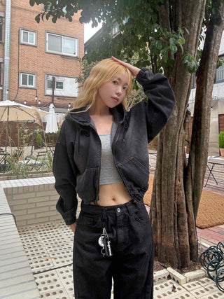 Vintage Over-the-Shoulder Loose-Fit Denim Jacket