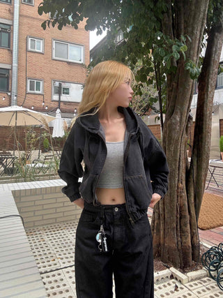 Vintage Over-the-Shoulder Loose-Fit Denim Jacket