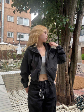 Vintage Over-the-Shoulder Loose-Fit Denim Jacket