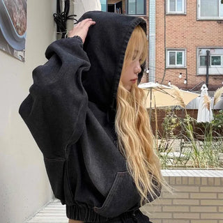 Vintage Over-the-Shoulder Loose-Fit Denim Jacket