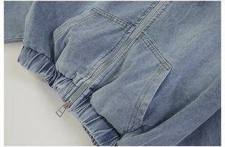 Vintage Over-the-Shoulder Loose-Fit Denim Jacket