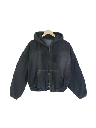 Vintage Over-the-Shoulder Loose-Fit Denim Jacket