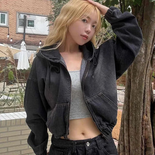 Vintage Over-the-Shoulder Loose-Fit Denim Jacket