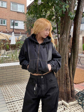 Vintage Over-the-Shoulder Loose-Fit Denim Jacket