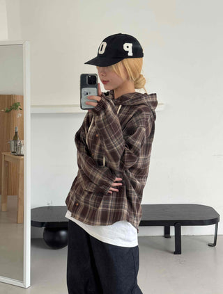 Daily Oversized Check Hoodie