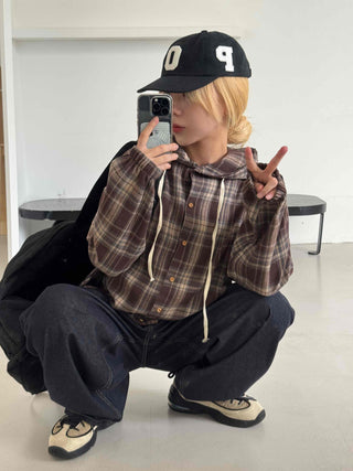 Daily Oversized Check Hoodie