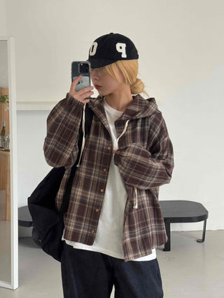 Daily Oversized Check Hoodie
