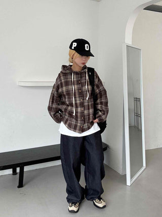 Daily Oversized Check Hoodie