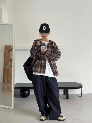 Daily Oversized Check Hoodie