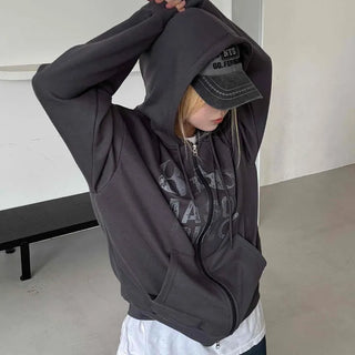 Comfort Vintage Lettering Zip-up Hoodie