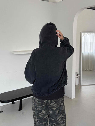 Boxy Fit Two-Way Plain Denim Jacket