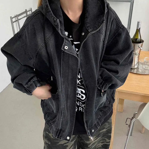 Boxy Fit Two-Way Plain Denim Jacket
