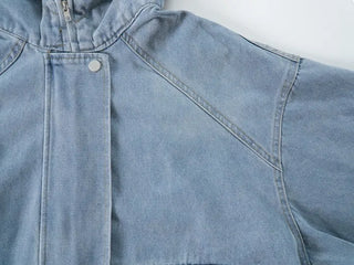Boxy Fit Two-Way Plain Denim Jacket