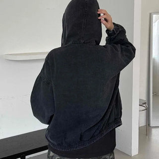 Boxy Fit Two-Way Plain Denim Jacket