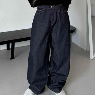 Street balloon fit raw denim long pants