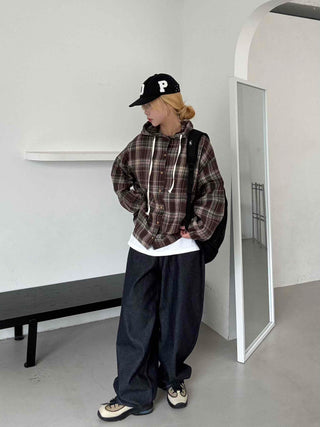 Street balloon fit raw denim long pants