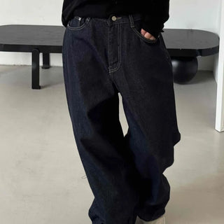 Street balloon fit raw denim long pants