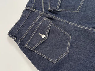 Street balloon fit raw denim long pants