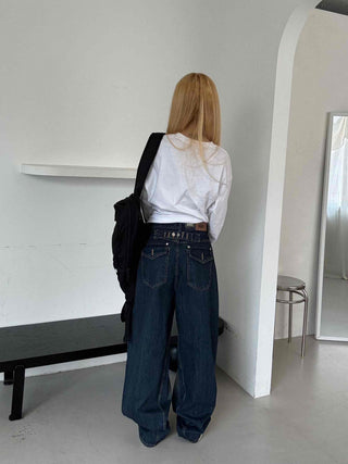 Vintage Washed Mega Wide Denim Long Pants