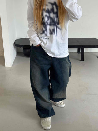 Vintage Washed Mega Wide Denim Long Pants