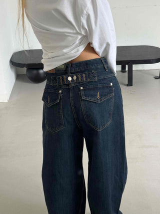 Vintage Washed Mega Wide Denim Long Pants