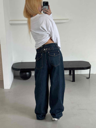 Vintage Washed Mega Wide Denim Long Pants