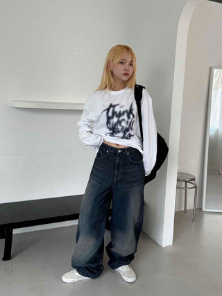 Vintage Washed Mega Wide Denim Long Pants