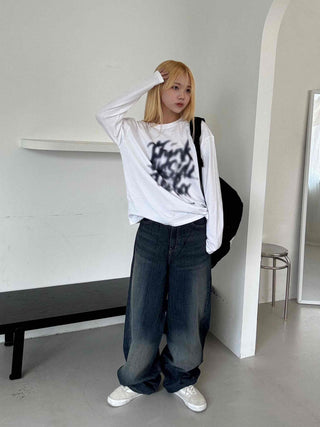 Vintage Washed Mega Wide Denim Long Pants