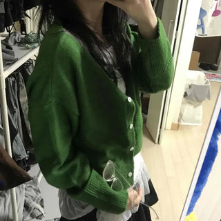 Soft Loose-Fit Knit Cardigan for Transitional Season