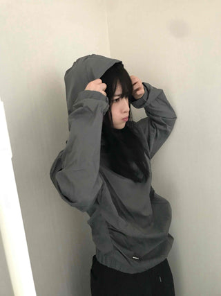 Casual Snap String Shirred Hoodie