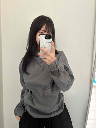 Casual Snap String Shirred Hoodie