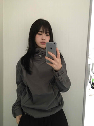 Casual Snap String Shirred Hoodie