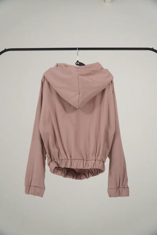 Casual Snap String Shirred Hoodie
