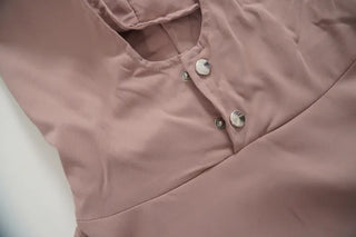 Casual Snap String Shirred Hoodie