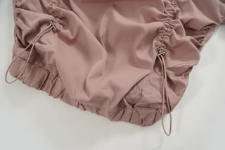Casual Snap String Shirred Hoodie