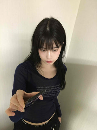 Daily Lettering See-through Slim Long Sleeve T-shirt