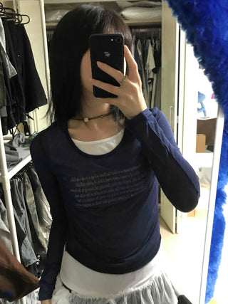 Daily Lettering See-through Slim Long Sleeve T-shirt
