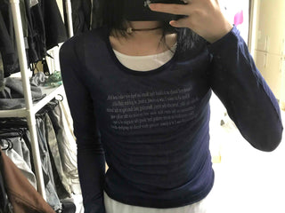 Daily Lettering See-through Slim Long Sleeve T-shirt