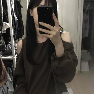 Romantic Shoulder Cutout Crop Sweatshirt