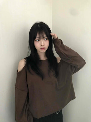 Romantic Shoulder Cutout Crop Sweatshirt