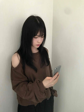 Romantic Shoulder Cutout Crop Sweatshirt