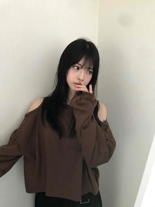 Romantic Shoulder Cutout Crop Sweatshirt