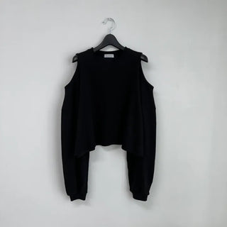 Romantic Shoulder Cutout Crop Sweatshirt