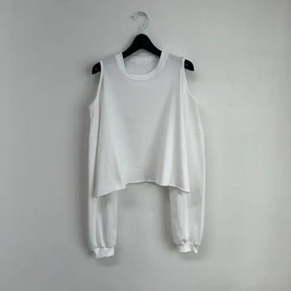 Romantic Shoulder Cutout Crop Sweatshirt