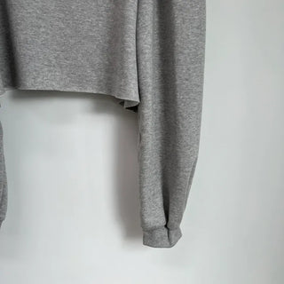 Romantic Shoulder Cutout Crop Sweatshirt