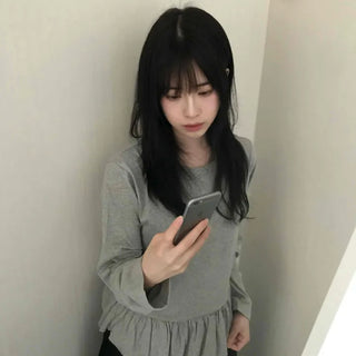 Natural Frill Layered Long Sleeve T-shirt