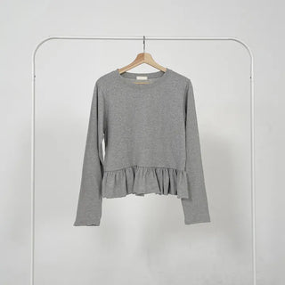 Natural Frill Layered Long Sleeve T-shirt