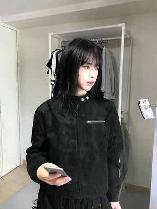 Street Suede Crop Snap Jacket