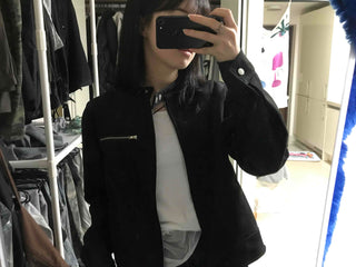 Street Suede Crop Snap Jacket