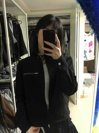 Street Suede Crop Snap Jacket